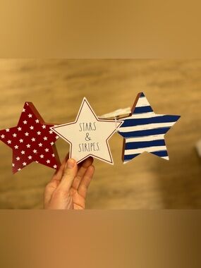Patriotic Stars Wooden Hanging Décor - Red, White & Blue